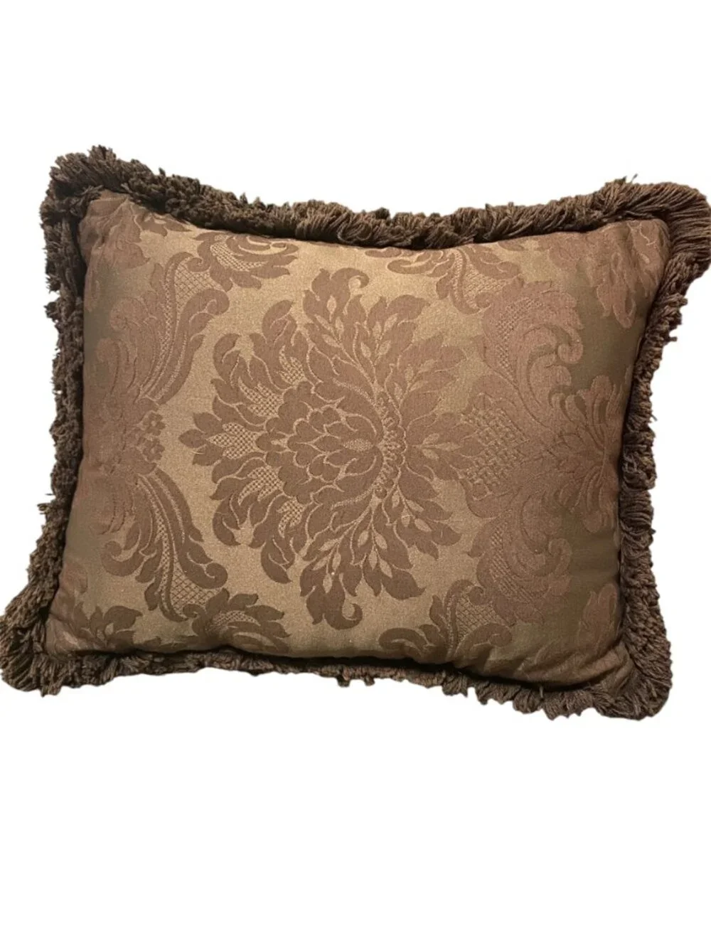 Vintage Dog Novelty Tapestry Throw Pillow Brown Fringe Cottagecore